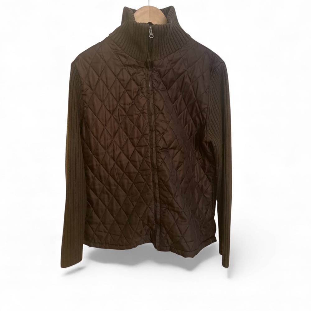Quilted Brown Sweater Jacket